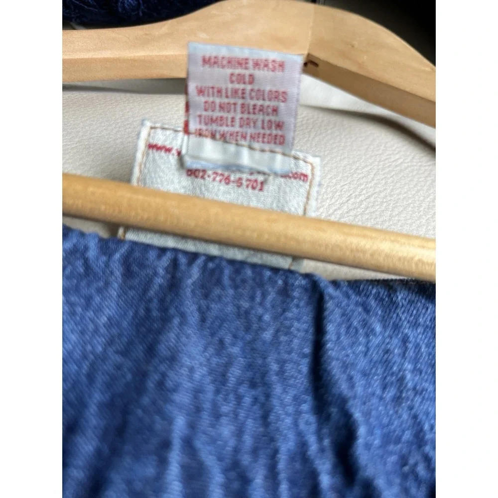 Vermont Country Store Denim Dress Embroidered Floral Peasant Boho Size L - Picture 9 of 10